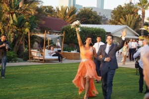 The dancing parade down the aisle